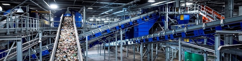 Recycling Plant image of conveyor belts in a factory